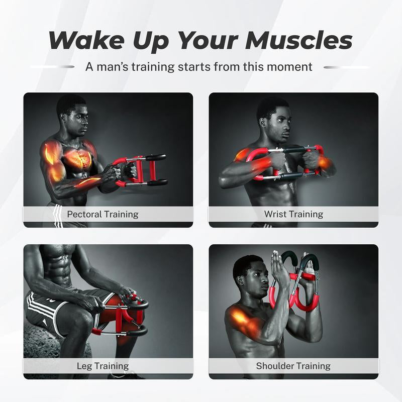 Arm Trainer,Adjustable Chest & Arm Workout Equipment, Power Twister Bar Hand Grip Strengthener for Men, Home Gym Portable