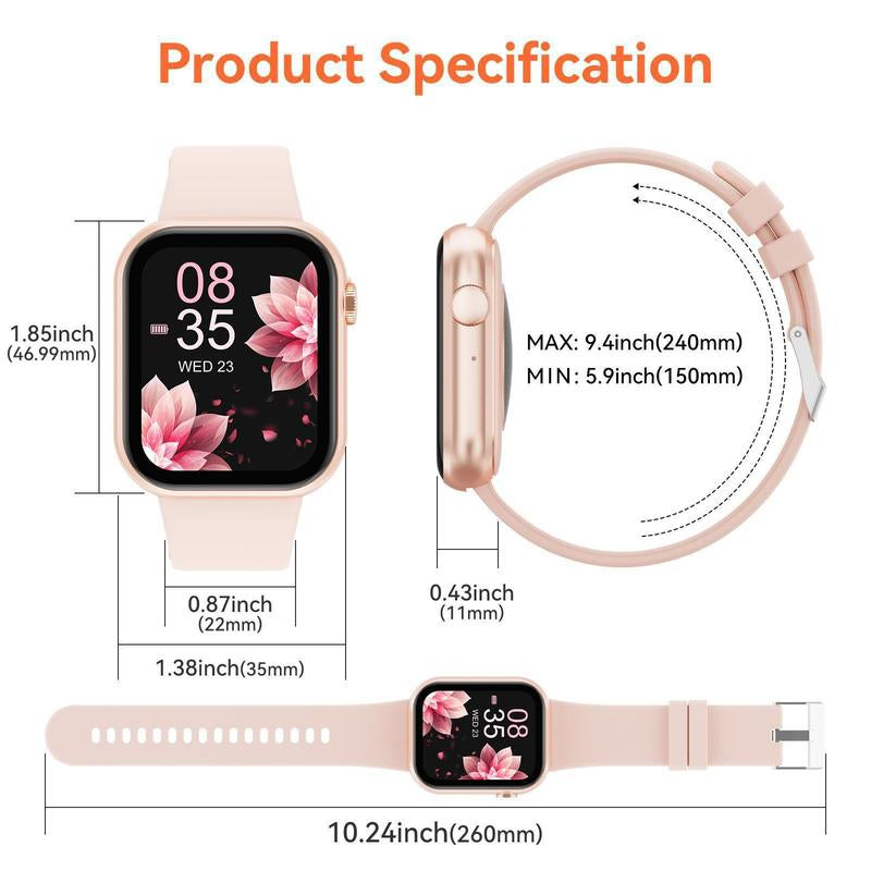 2025 New Multifunctional Men Women'S Smartwatch, 1.85-Inch Smart Watch with Answer/Make Calls/100+ Sports Modes/Message Reminder, IP67 Waterproof for Android Iphone, Gift