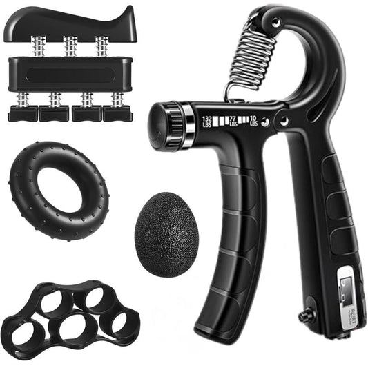 Hand Grip Strengthener Kit (5 Pcs) – PP & TPR Grip Strength Trainer – Forearm Strengthener Perfect for Athletes, Players, Artists, Fitness Enthusiast