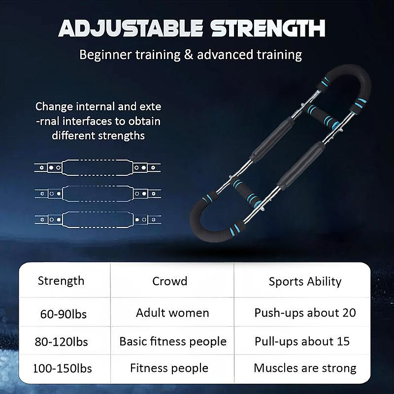 Arm Trainer,Adjustable Chest & Arm Workout Equipment, Power Twister Bar Hand Grip Strengthener for Men, Home Gym Portable