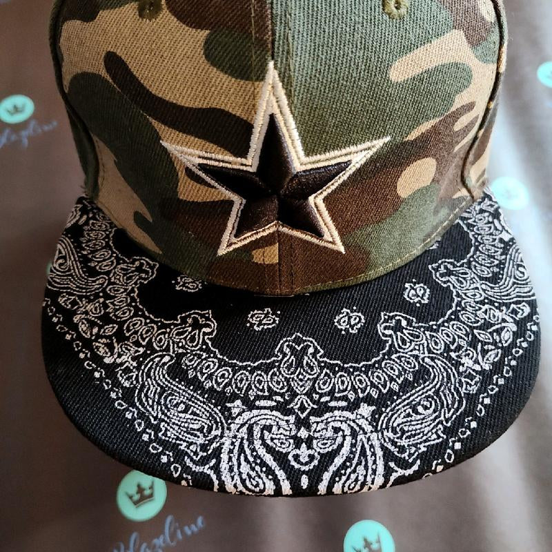 Camouflage Trucker Hat with Star Embroidery - Snapback Adjustable Cap for Men and Women On